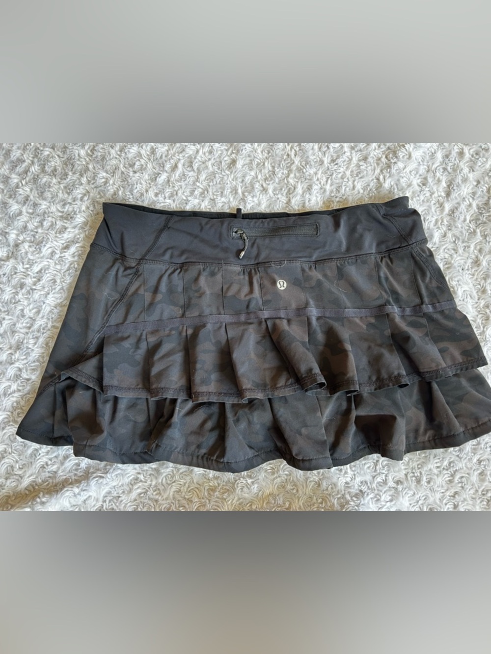 lululemon athletica Black Camouflage Ruffle Skater Skirt